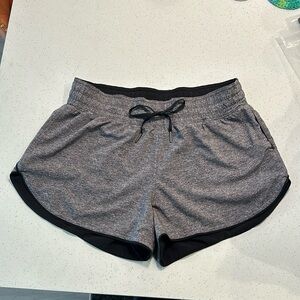 Lululemon Reversible Athletic Shorts, Heather Gray and Black w/a Pocket